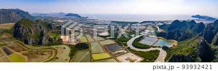 Aerial view of Khao Daeng View Point, the red mountain, in Sam Roi Yot National Park, in Prachuap Aerial view of Khao Daeng View Point, the red mountain, in Sam Roi Yot National Park, in Prachuap 93932421