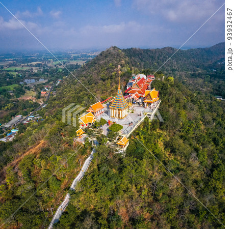 Aerial view of Wat Sangkat Rattana Khiri temple in Uthai Thani, Thailand Aerial view of Wat Sangkat Rattana Khiri temple in Uthai Thani, Thailand 93932467