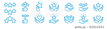 Star rating review Stars in hand vector line icon 93932641