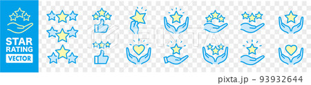 Star rating review Stars in hand vector line icon 93932644