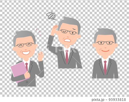 Heavy businessman Various facial expressions 3 93933818