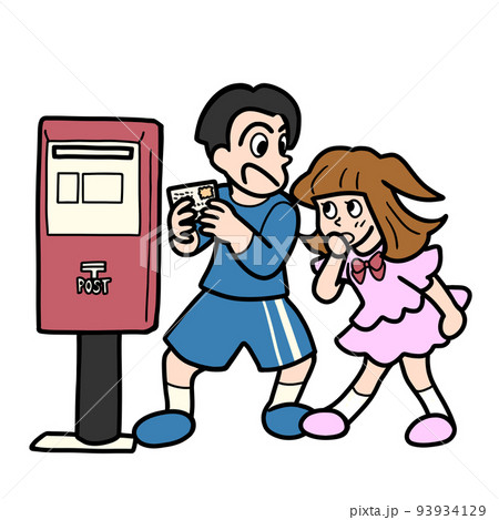 郵便ポスト前の人々 93934129