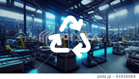 工場とリサイクルのアイコン 工場とリサイクルのアイコン 93936068