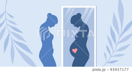 woman sees herself pregnant in the mirror 93937177