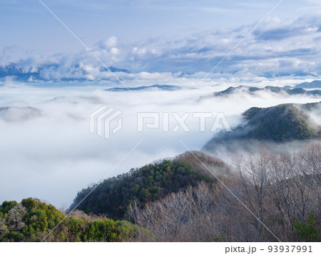 岡山湯郷温泉_大山展望台から見る大雲海の風景 93937991