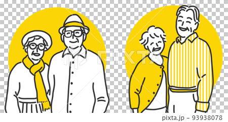 Illustration of a smiling elderly couple 93938078