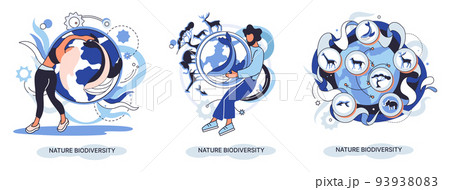 Biodiversity in nature as environment variety of life on Earth planet. Saving wildlife ecosystem metaphor 93938083