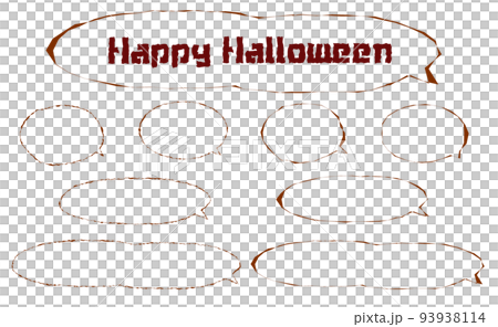 Red horror image line speech bubble set 93938114