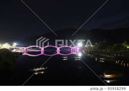 夏の錦帯橋の夜！山口県観光岩国市2022　ライトアップKintaikyo Bridge 93938299