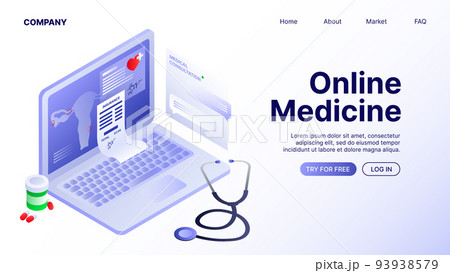 Online Medicine Horizontal Web Banner. Landing Page Template Online Medicine Horizontal Web Banner. Landing Page Template 93938579