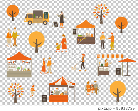 秋の紅葉とマルシェでにぎわう人々 背景素材 秋の紅葉とマルシェでにぎわう人々 背景素材 93938759