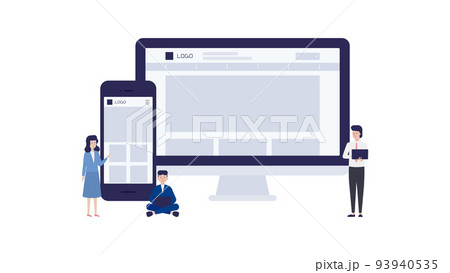 サイト制作・ウェブ制作・ウェブ構築・ウェブ解析のイラスト素材 93940535