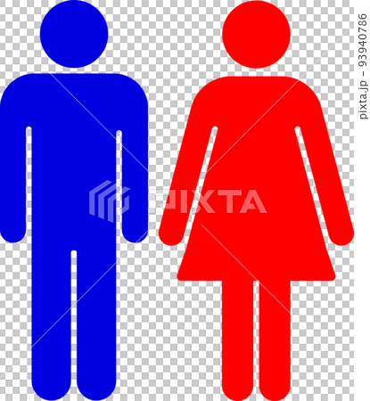 赤と青のトイレの男女マークのイラスト・アイコン素材 93940786