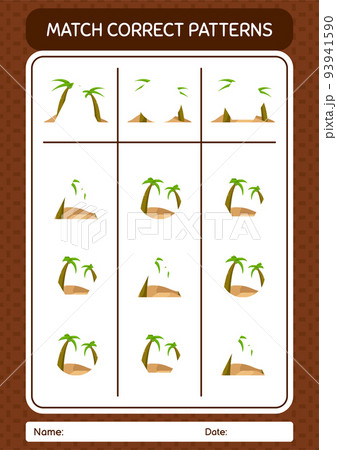 Match pattern game with oasis. worksheet for preschool kids, kids activity sheet Match pattern game with oasis. worksheet for preschool kids, kids activity sheet 93941590