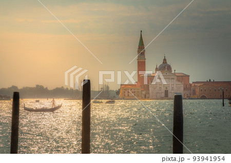 Lonely gondola in grand canal and Church of San Giorgio Maggiore, Venice, Italy Lonely gondola in grand canal and Church of San Giorgio Maggiore, Venice, Italy 93941954