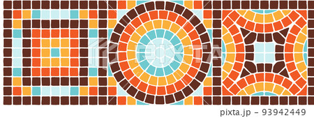 Ancient mosaic tile pattern. Decorative antique stone ornament. 93942449