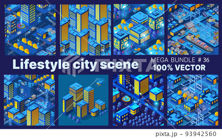 Lifestyle set city people background 3D illustration future neon Lifestyle set city people background 3D illustration future neon 93942560