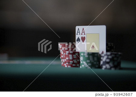 the poker game in casino chips cards and the poker table, winning combination in poker, flush royal the poker game in casino chips cards and the poker table, winning combination in poker, flush royal 93942607