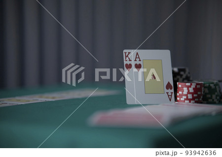 the poker game in casino chips cards and the poker table, winning combination in poker, flush royal the poker game in casino chips cards and the poker table, winning combination in poker, flush royal 93942636