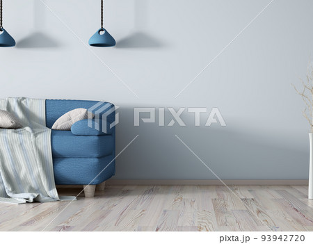 Blue sofa, interior design of modern living room, 3d rendering Blue sofa, interior design of modern living room, 3d rendering 93942720