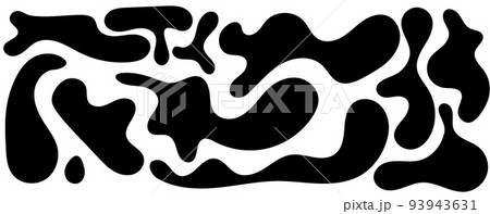 Irregular blob, set of abstract organic shapes. Abstract irregular random blobs. Simple liquid amorphous splodge. Trendy minimal designs for presentations, banners, posters and flyers. 93943631