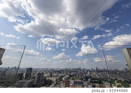 Aerial view of center of Moscow from observation deck located on the 33rd floor of the Radisson Collection Hotel (historical name Hotel Ukraina), Russia 93944066