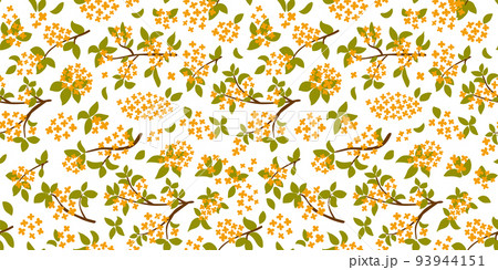 Osmanthus fragrans pattern osmanthus flowers seamless background. Asian floral traditional wallpaper. Chinese floral print. Blossoming osmanthus fragrans. Cute oriental illustration. Korean paper. Osmanthus fragrans pattern osmanthus flowers seamless background. Asian floral traditional wallpaper. Chinese floral print. Blossoming osmanthus fragrans. Cute oriental illustration. Korean paper. 93944151
