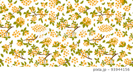Osmanthus fragrans pattern osmanthus flowers seamless background. Asian floral traditional wallpaper. Chinese floral print. Blossoming osmanthus fragrans. Oriental vector illustration. Korean paper. Osmanthus fragrans pattern osmanthus flowers seamless background. Asian floral traditional wallpaper. Chinese floral print. Blossoming osmanthus fragrans. Oriental vector illustration. Korean paper. 93944156
