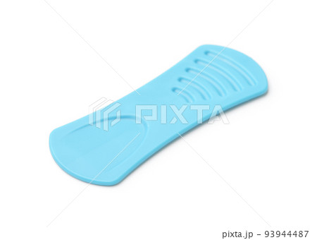 Small blue plastic disposable ice cream spoon 93944487