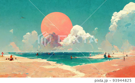 Seascape summer vacation at ocean beach landscape 93944825