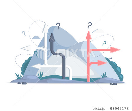 Making confusion choice of path. Solution to problem, choose options concept with direction arrows 93945178
