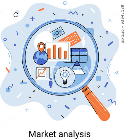 Market statistics data analysis marketing strategy development metaphor. Business research, problems solving 93945189