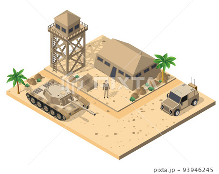 Module base camp object element for building design army armed 93946245