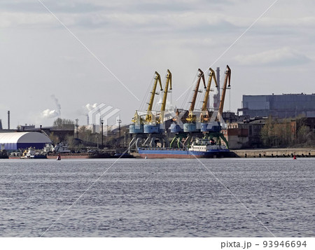 Cargo port for unloading ships, Russia Cherepovets. 93946694