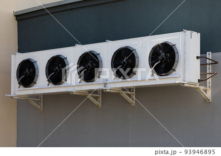 industrial air conditioner units outside the building 93946895