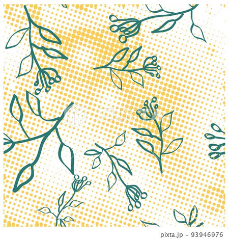 Spring botanical print. Vector retro floral seamless pattern. Seamless pattern abstract leaf. Spring botanical print. Vector retro floral seamless pattern. Seamless pattern abstract leaf. 93946976