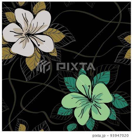 Beautiful paper art seamless pattern with flowers. Summer vector illustration. Spring floral vector 93947020