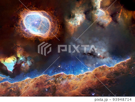 Somewhere in extreme deep space far galaxies and stardust. Science fiction. Elements of this image were furnished by NASA. Somewhere in extreme deep space far galaxies and stardust. Science fiction. Elements of this image were furnished by NASA. 93948714