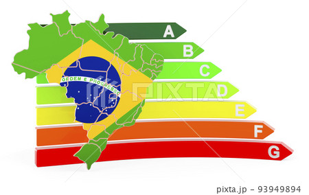 Brazilian map with energy efficiency rating, 3D rendering 93949894