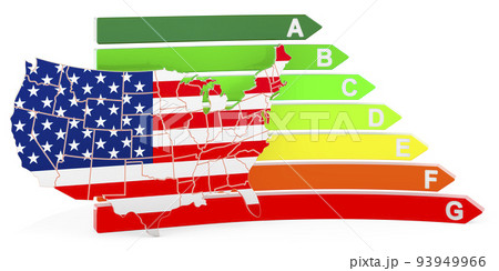 The United States Map With Energy Efficiency...のイラスト素材 [93949966] - PIXTA