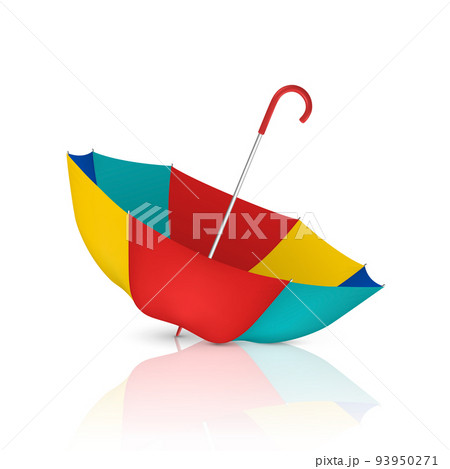 Vector 3d Realistic Multicolored Blank Umbrella Upside Down Isolated on White Background. Design Template of Opened Parasol with Reflection Vector 3d Realistic Multicolored Blank Umbrella Upside Down Isolated on White Background. Design Template of Opened Parasol with Reflection 93950271