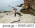 Woman with child on summer vacation Corfu island 93951653