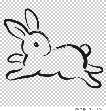 卯年年賀状_うさぎの線画イラスト_05 93953763