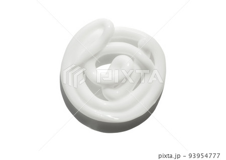 Skin care cream texture swirl smear sample with shadow isolated. Facial creme, foam, gel or body lotion skincare make up stroke. Face makeup cosmetic product squeeze swatch 93954777