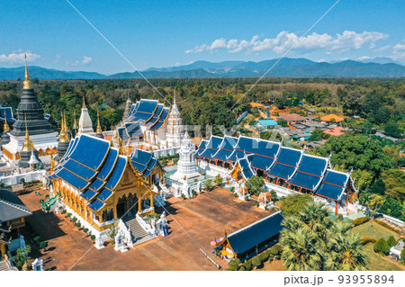 Aerial view of Wat Ban Den or Wat Banden complex temple in Mae Taeng District, Chiang Mai, Thailand Aerial view of Wat Ban Den or Wat Banden complex temple in Mae Taeng District, Chiang Mai, Thailand 93955894