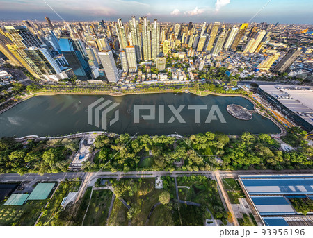 Benjakitti Park or Benchakitti forest park new design walkway in central Bangkok, Thailand 93956196