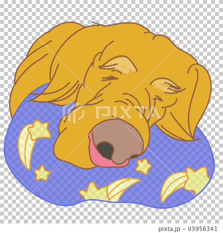 枕にあごをのせて眠る犬 93956341