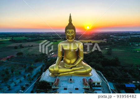 Big Buddha during sunset at Wat Muang in Ang Thong, Thailand Big Buddha during sunset at Wat Muang in Ang Thong, Thailand 93956482