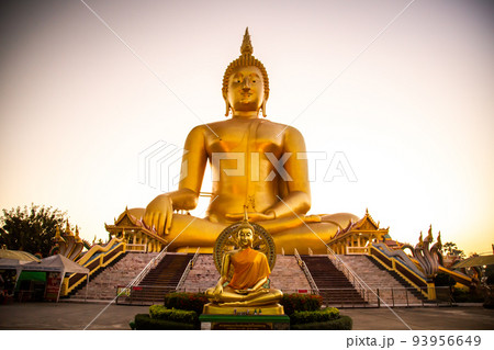 Big Buddha during sunset at Wat Muang in Ang Thong, Thailand Big Buddha during sunset at Wat Muang in Ang Thong, Thailand 93956649