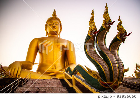 Big Buddha during sunset at Wat Muang in Ang Thong, Thailand 93956660